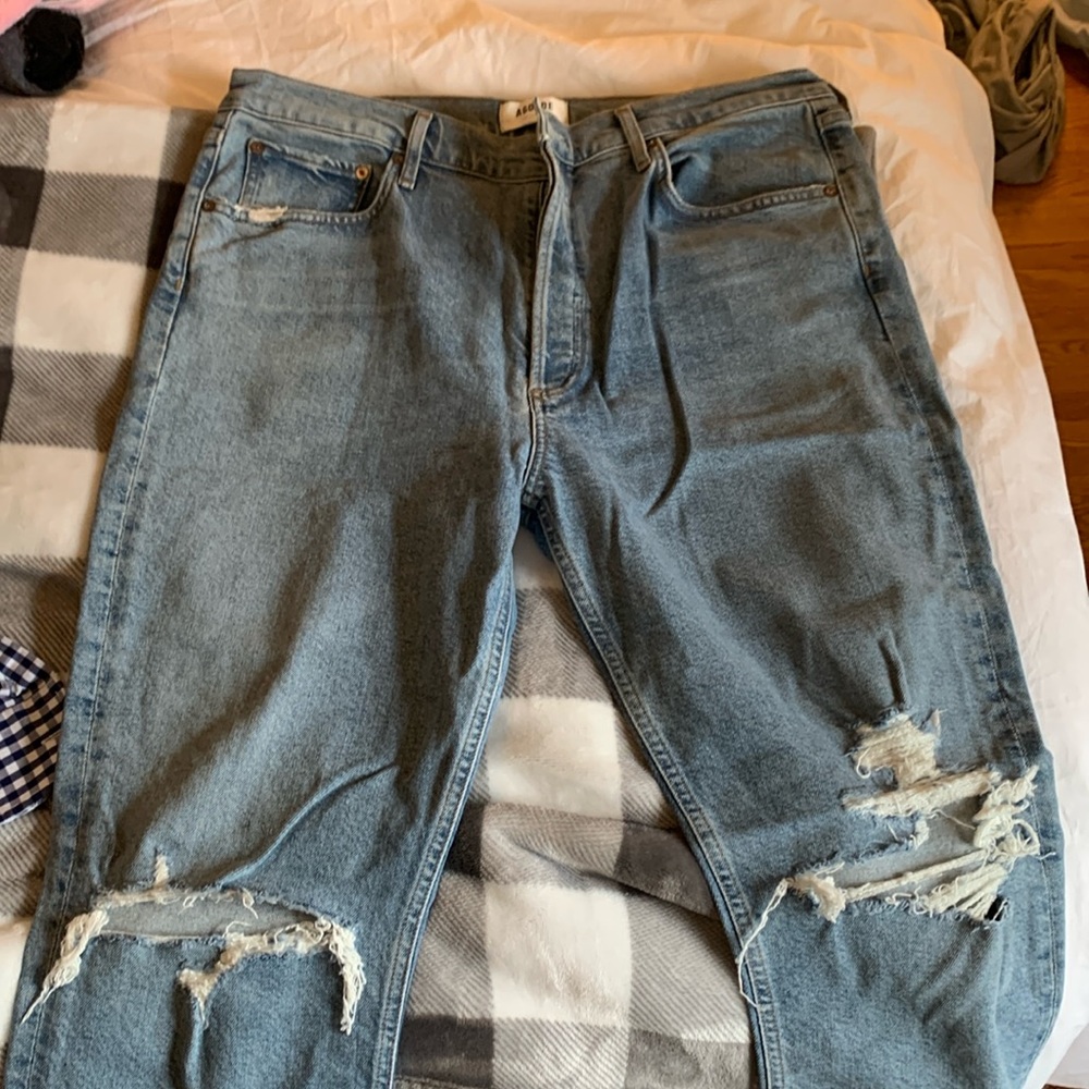 Agolde distressed straight leg denim